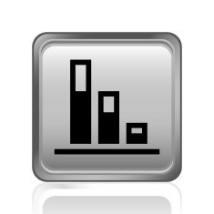 Bar Graph icon on a square button N80