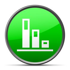 Bar Graph icon on a round button N183