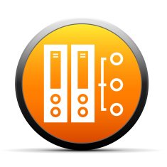 Computer Server icon on a round button N21