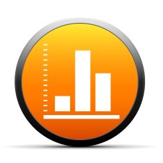 Bar Graph icon on a round button N184