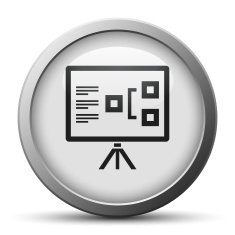 Presentation icon on a silver button N3