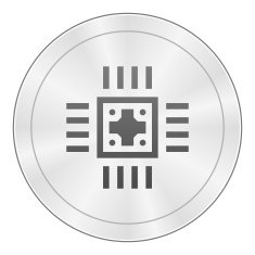 Computer Chip icon on a round button N22