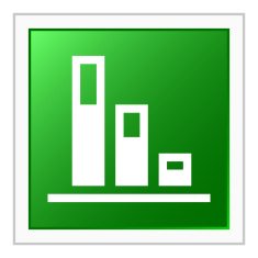 Bar Graph icon on a square button N86