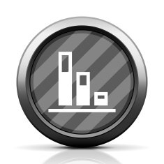 Bar Graph icon on a round button N191