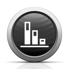 Bar Graph icon on a round button N193