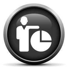 Businessman icon on a round button N184