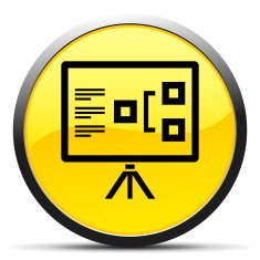 Presentation icon on a round button N28