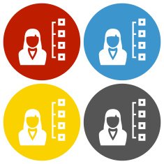 Businesswoman icon on circle buttons N12