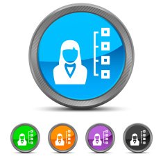 Businesswoman icon on circle buttons N13