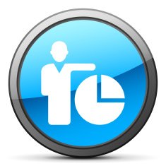 Businessman icon on a round button N186