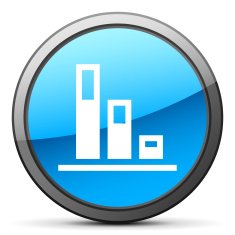 Bar Graph icon on a round button N199