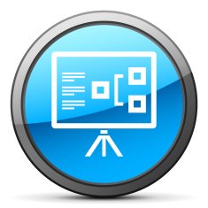Presentation icon on a round button N29