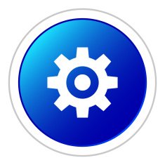 Gear icon on a round button