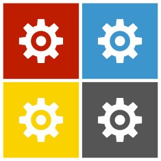 Gear icon on square buttons