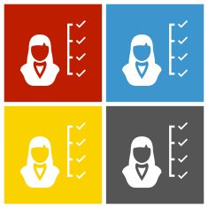 Businesswoman icon on square buttons N17