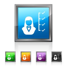 Businesswoman icon on square buttons N18