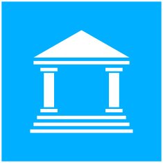 Bank icon on a blue background N12