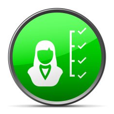Businesswoman icon on a round button N68