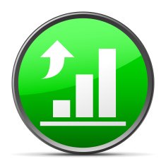 Bar Graph icon on a round button N201