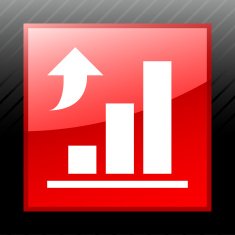 Bar Graph icon on a square button N88