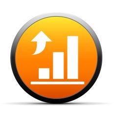 Bar Graph icon on a round button N202
