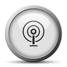 Antenna icon on a silver button