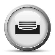 Inbox icon on a silver button