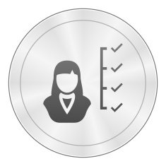 Businesswoman icon on a round button N70