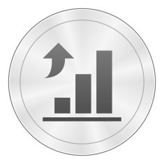 Bar Graph icon on a round button N203