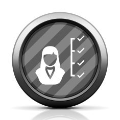 Businesswoman icon on a round button N72