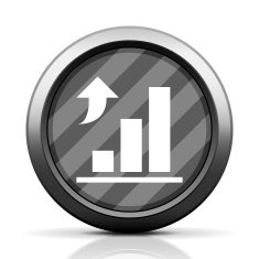 Bar Graph icon on a round button N205