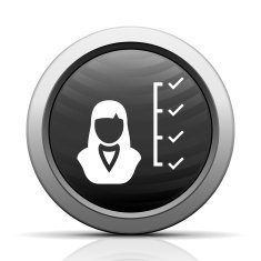 Businesswoman icon on a round button N73