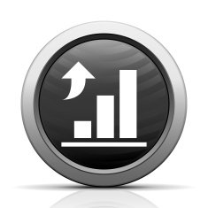 Bar Graph icon on a round button N206