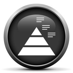 Pyramid icon on a round button N50