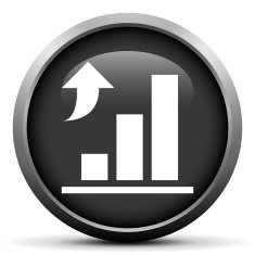 Bar Graph icon on a round button N207