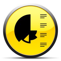 Coxcomb Chart icon on a round button N59
