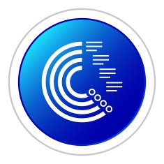 Radial Bar Chart icon on a round button N38