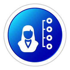 Businesswoman icon on a round button N76
