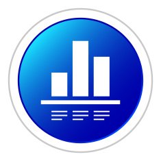 Bar Graph icon on a round button N210