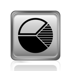 Pie Chart icon on a square button N23