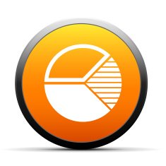 Pie Chart icon on a round button N49