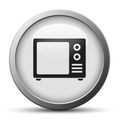 Television Set icon on a silver button N3