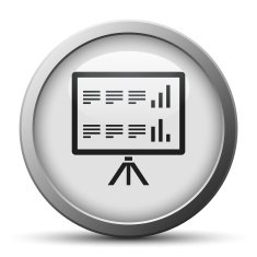 Presentation icon on a silver button N6