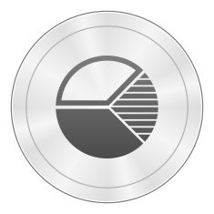 Pie Chart icon on a round button N50