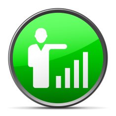 Businessman icon on a round button N198
