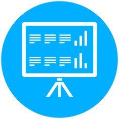 Presentation icon on a round button N49