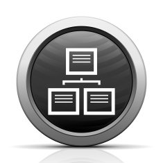 Flowchart icon on a round button N179
