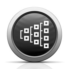 Flowchart icon on a round button N180