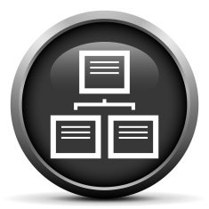 Flowchart icon on a round button N181