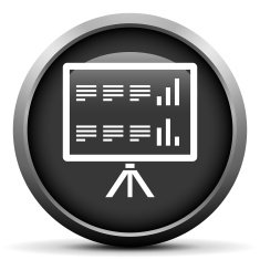 Presentation icon on a round button N55